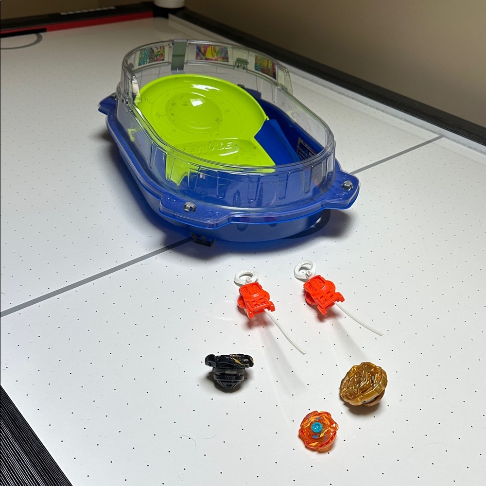 Blue and Green Beyblade Stadium Set